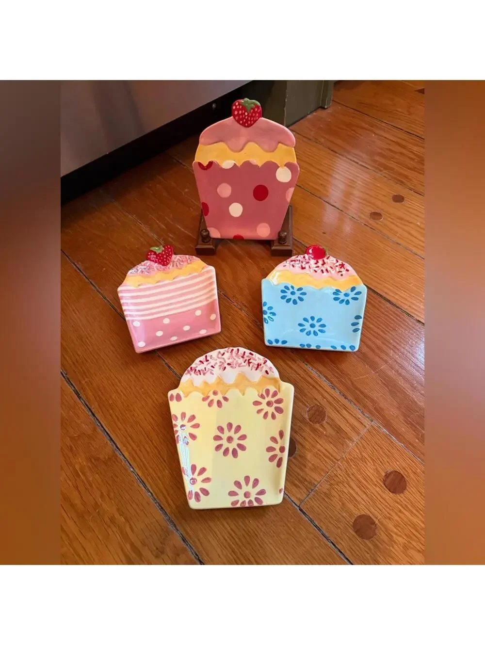Vintage Boston Warehouse “Sweet Tooth” cupcake dessert plates - set of 4 -
